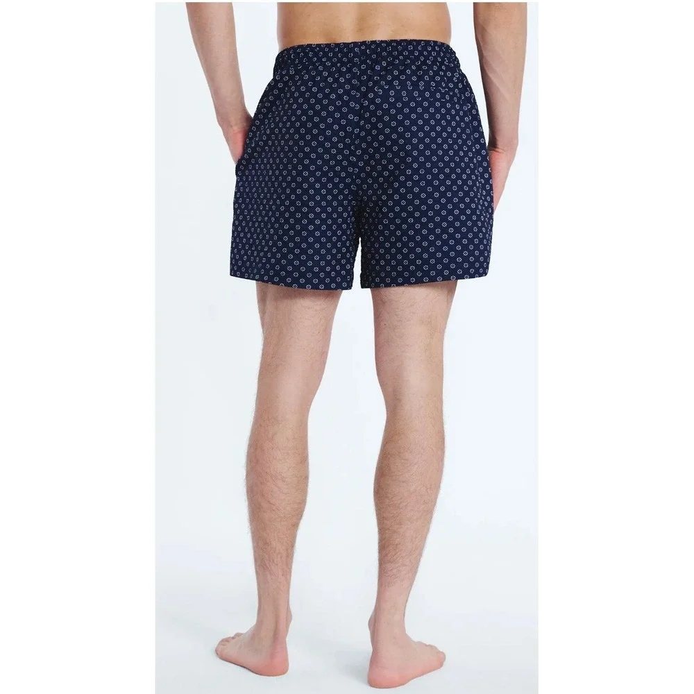 Free Assembly Mens Swim Stretch Seersucker Board Shorts Navy Floral 5 Inch 3XL